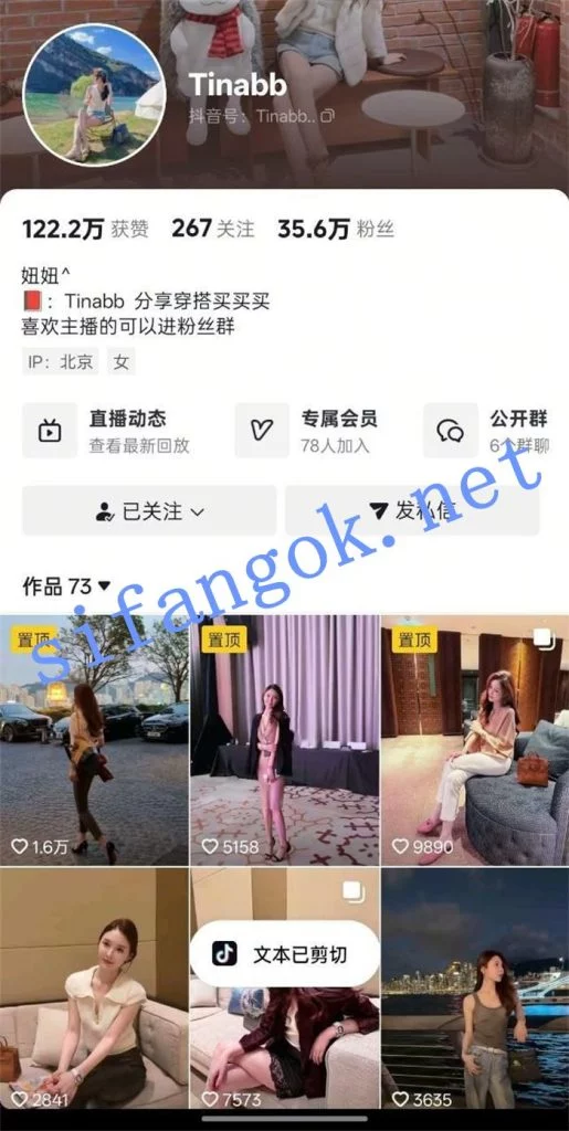 抖音 tinabb 极品穿搭博主 露脸闪露点 真空超诱惑【2V】【7M】