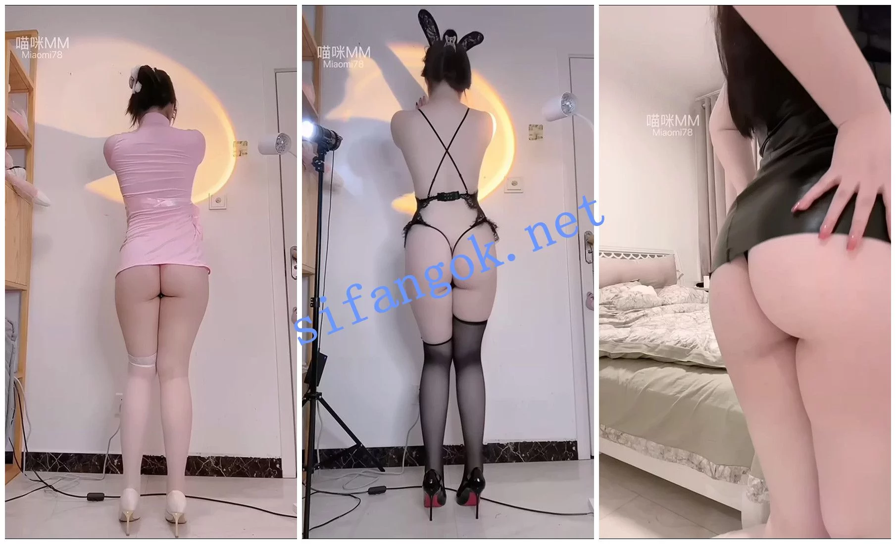 抖音福利 肥臀高挑妹子 喵咪/小小喵 裸舞抖臀道具自X 图 03